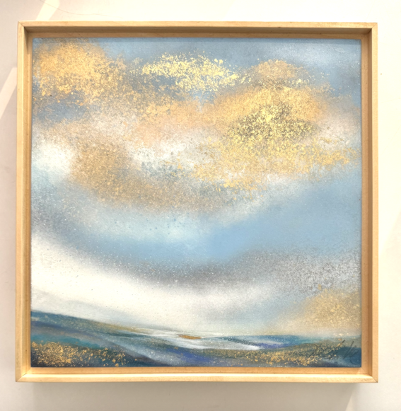 Millena DeMille | Somewhere | Mixed media with dutch gold leaf landscape