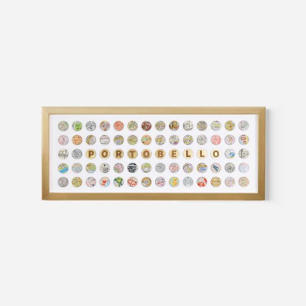 Portobello | Vintage London map collage with gold leaf