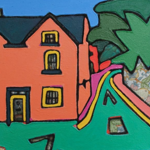 Nicola Wilthsire | Leafy Lane | Oil on William Morris fabric