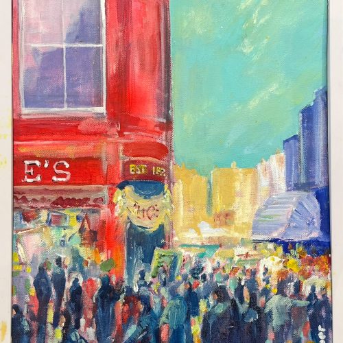 Richard Gower | Farewll Alice's Notting Hill | Impressionist oil painting of Portobello Road