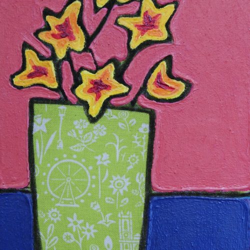 Nicola Wiltshire_Seven Sisters detail_oil on Liberty fabric_12x17cm_2025