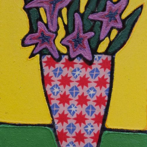 Nicola Wiltshire_Starry Eyes detail_oil on Liberty fabric_12x17cm_2025