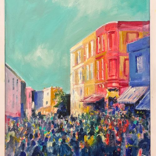 Richard Gower | Portobello Hustle | Impressionist Oil painting of Portobello Road