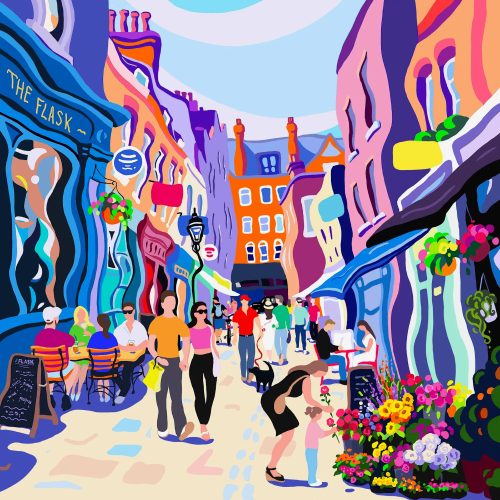 Sarah Fosse, Flask Walk, £1,395, 80 x 80 cm, Limited Edition Print on paper, Select Gallery